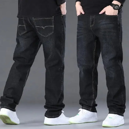 Big Size Men’s Jeans – High Stretch Wide-Leg Denim Pants for 45–150kg, Comfortable Fit Jeans Hombre