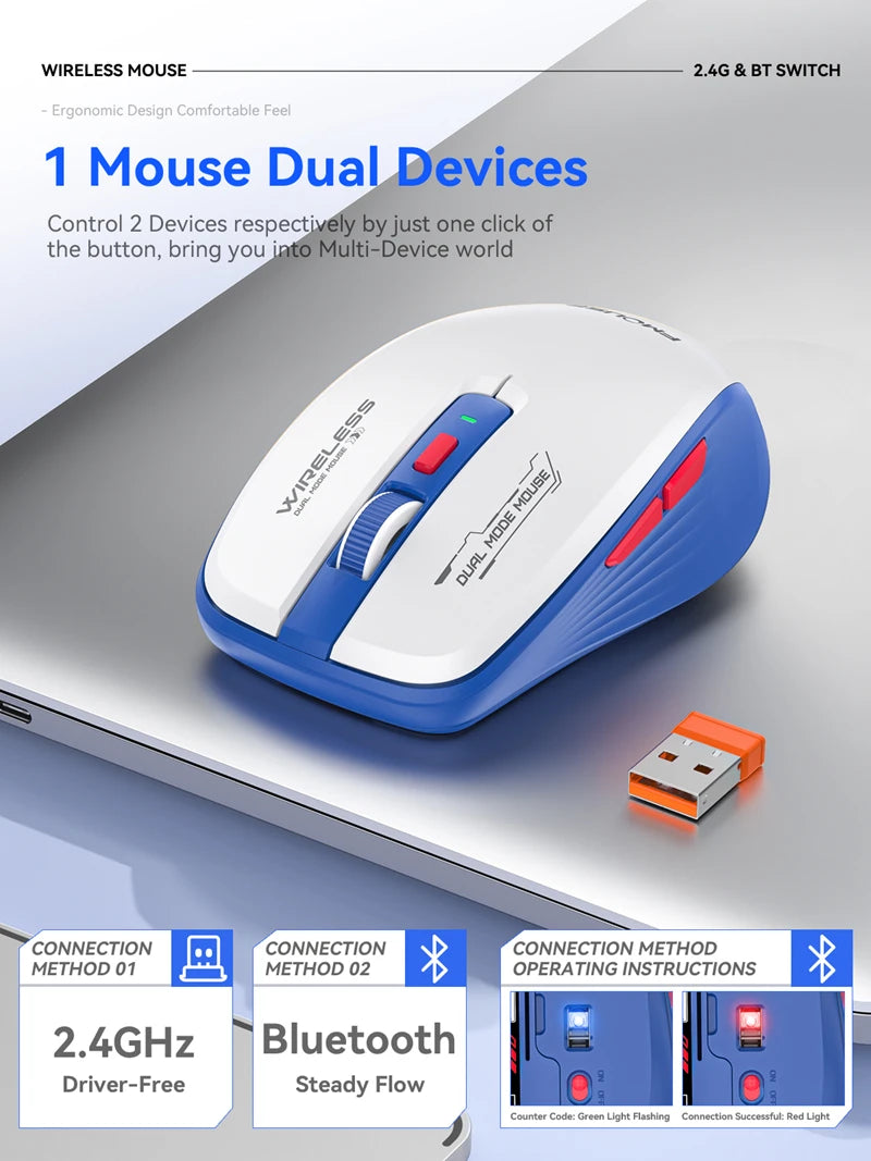 Xiaomi M303L Wireless Bluetooth Mouse – 2.4G Dual Mode 1600 DPI Silent Portable Mouse for PC, Tablet, Notebook, Android & iOS