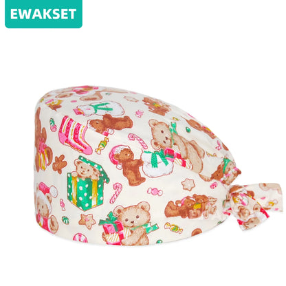 Unisex Soft Scrub Cap – Cartoon Print Surgical Hat for Men and Women, Operating Room Nursing Accessories