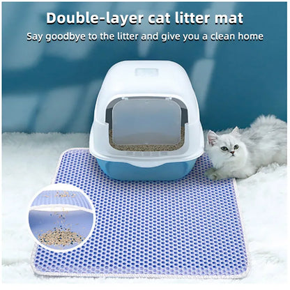 Double Layer Cat Litter Mat: Waterproof Urine-Proof Trapping Mat - Easy-to-Clean Non-Slip Toilet Pad with Large Foot Area, Cat Scratch Pad