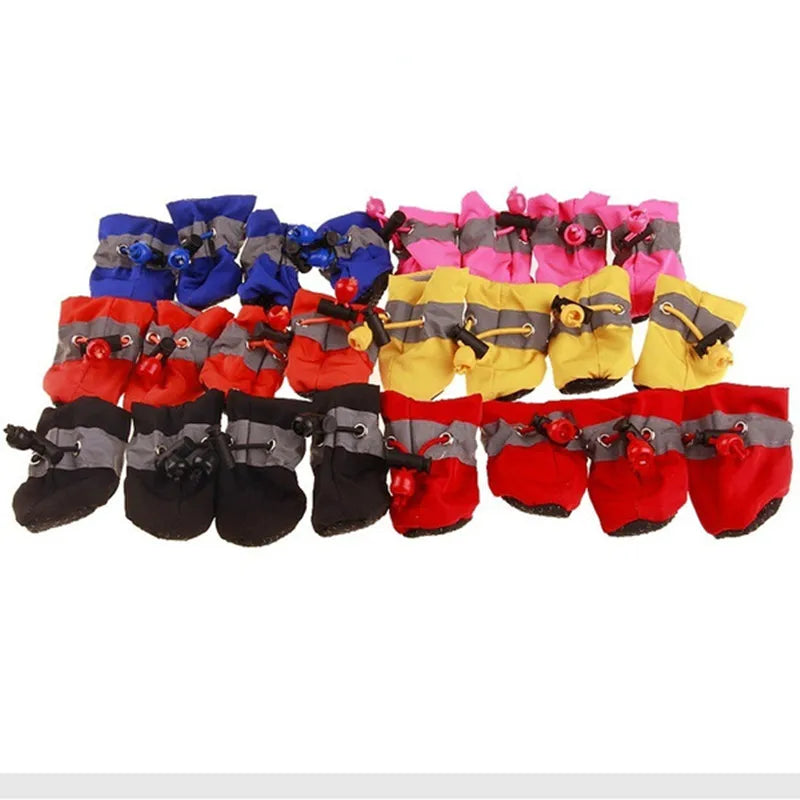 Anti-Slip Waterproof Pet Dog Shoes Set: Rain Boots for Small Cats & Dogs - Puppy Booties Footwear (4pcs)