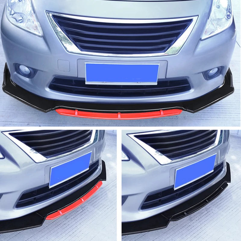 Universal Car Front Bumper Lip Spoiler Kit - 4PCS White Carbon Fiber Splitter & ABS Plastic Diffuser