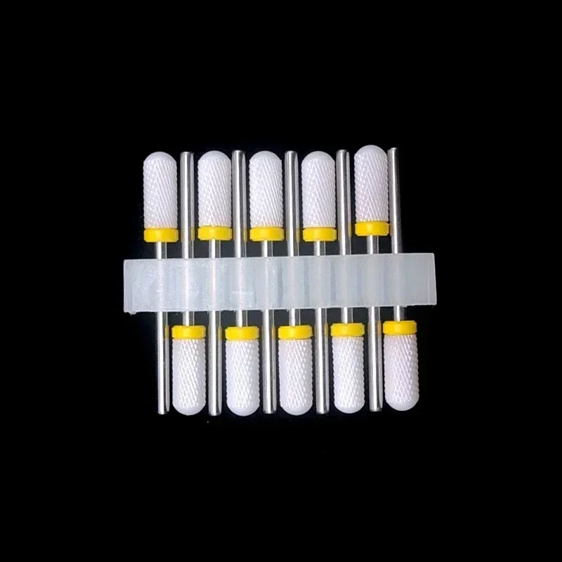 10PCS Ceramic Nail Drill Bits - Rotary Milling Cutters for Gel Polish Removal & Nail Grinding Machine Accessories