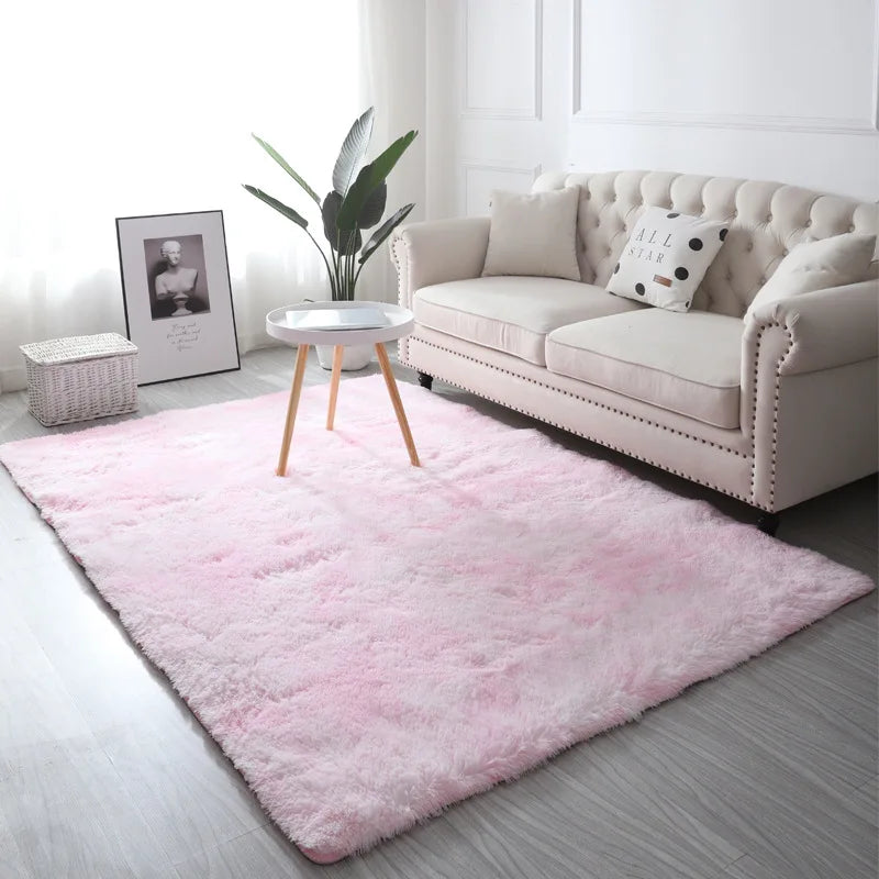 VIKAMA Tie-Dye Plush Carpet – Soft Fluffy Non-Slip Rug for Living Room, Kids’ Room & Baby Crawling Mat