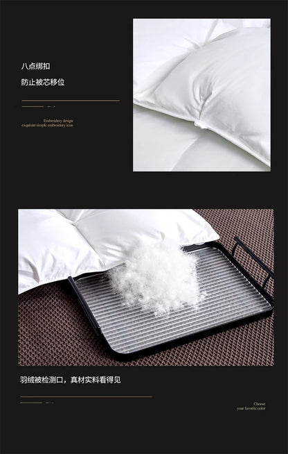 Premium White Goose Down Comforter – Winter Warm Feather Duvet, Lightweight & Cozy, Queen/King Size, Pinch Pleated 3D Design