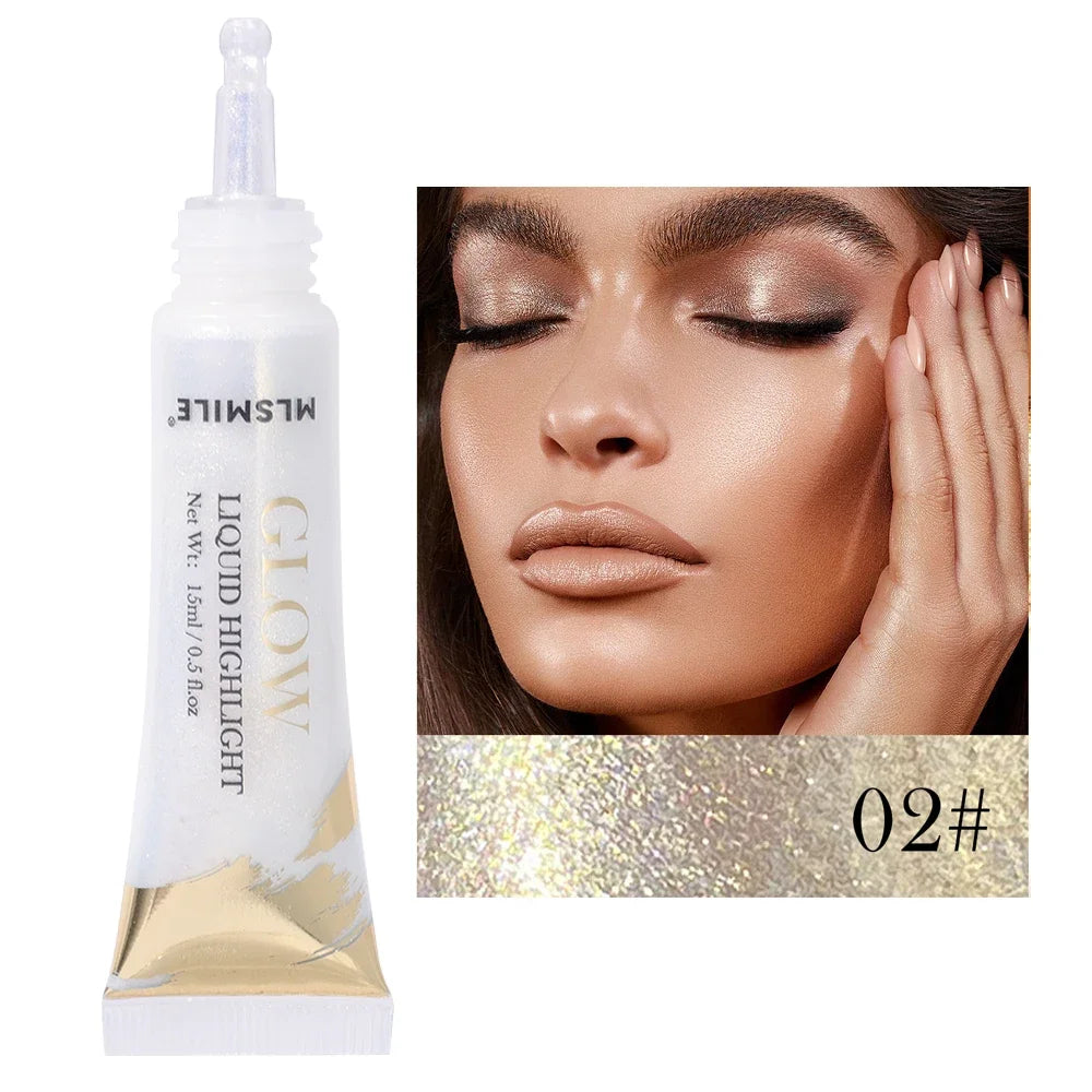 Liquid Highlighter Makeup – Pearlescent Face & Body Contour Glow, Brightening Bronzer Shimmer Illuminator Cosmetics