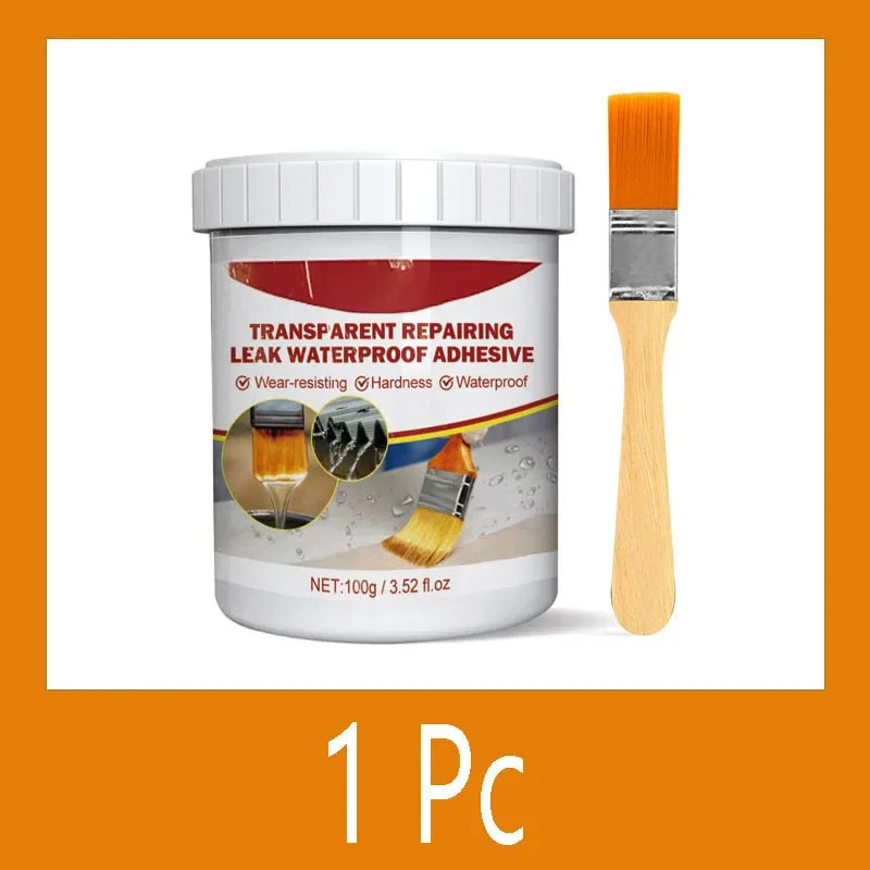 Invisible Waterproof Sealant Coating – Strong Transparent Anti-Leak Repair Glue with Brush Applicator (100–1000g)