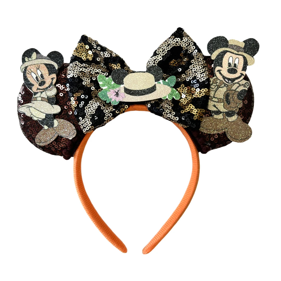 Mickey Mouse Ears Headband with Bow – Sequin Candy Cosplay Costume Party Accessory for Girls & Women, Christmas Gift