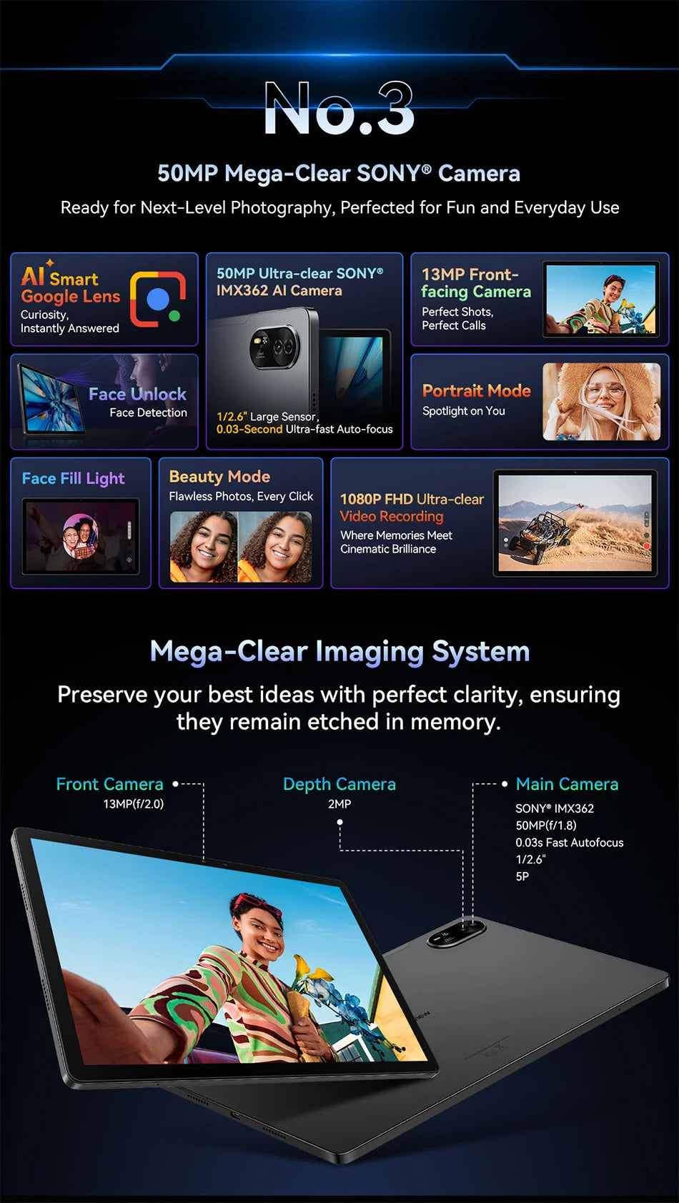 Blackview MEGA 8 Tablet – 13" FHD+ 90Hz Display, 11000mAh, Android 15, 50MP Camera, 4 Speakers, 4G Pad PC
