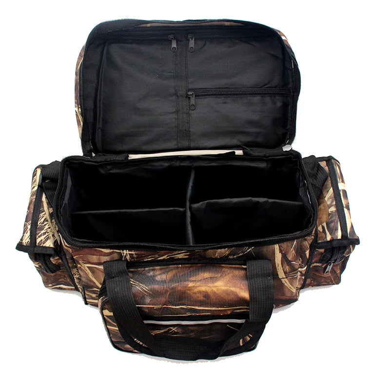 50x30x25cm Waterproof Nylon Fishing Bag – Large Capacity Multi-Purpose Two-Layer Shoulder Tackle Bag for Outdoors