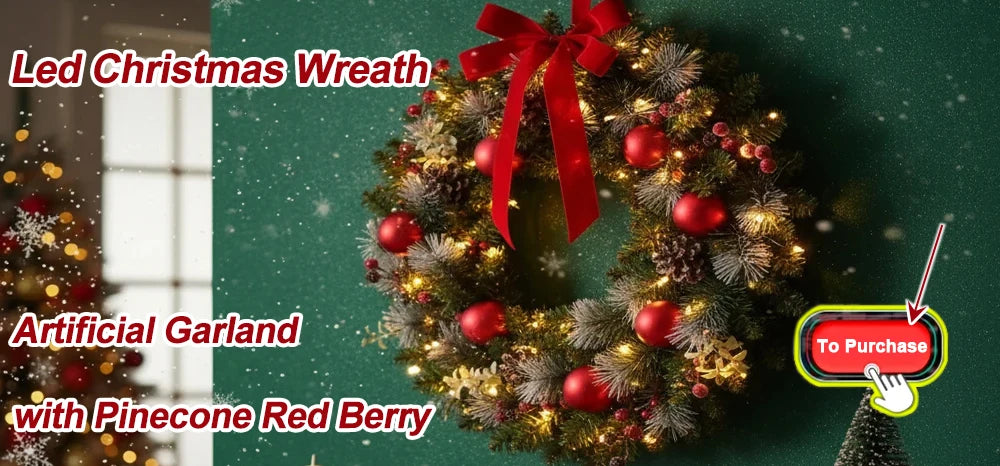 2.7M Christmas Garland – Artificial Pine Rattan Wreath for Tree, Home, Wall, Door & Fireplace Decor