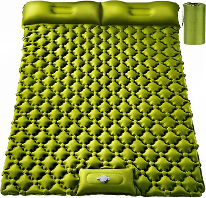 Double Camping Air Mattress with Pillow - Waterproof, Inflatable Sleeping Pad for Nature Hikes