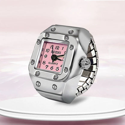 Kiss Jewelry Digital Quartz Finger Watch Ring – Mini Elastic Punk Style Clock Ring for Women, Men & Couple Teens Accessory