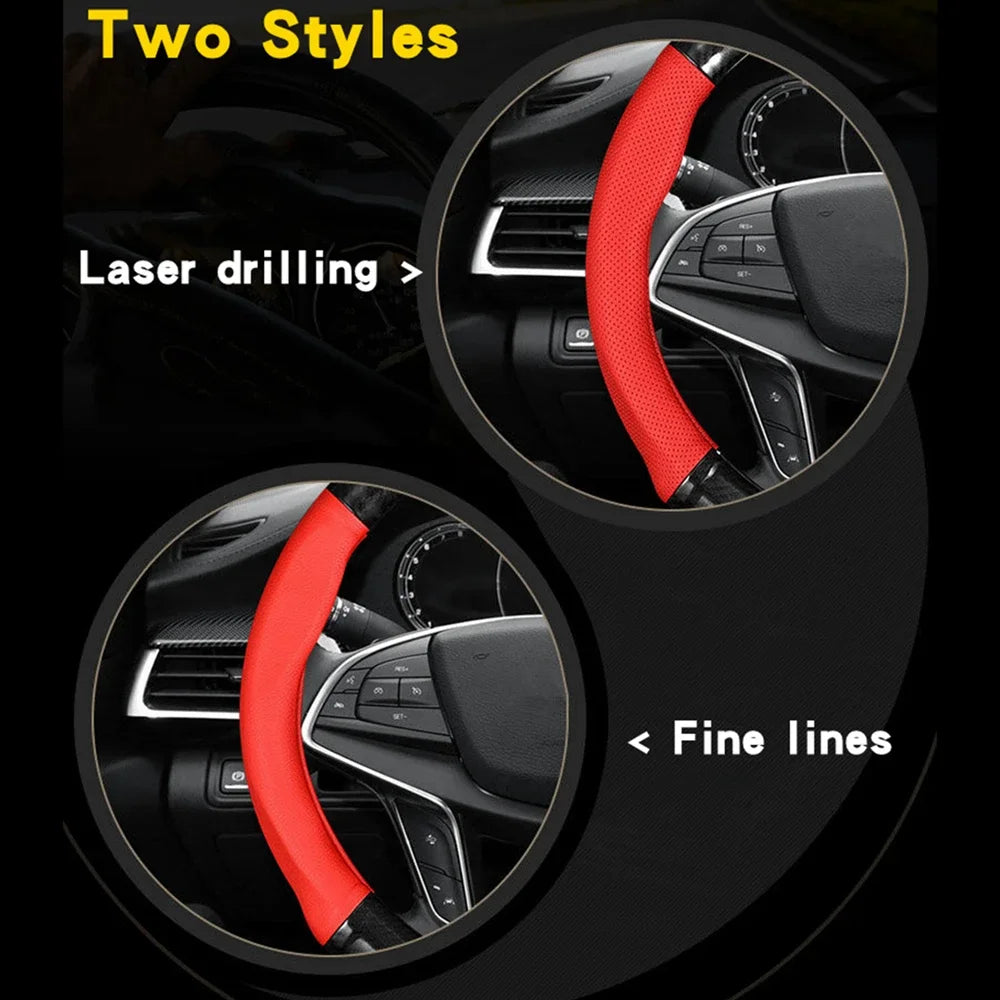 Universal Car Steering Wheel Cover — Carbon Fiber Leather, 3D Anti-Slip, Simple & Stylish Car Accessory