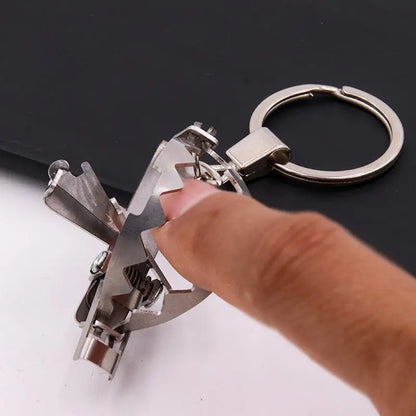 Mini Mouse Trap Keychain - Stainless Steel Clip Key Ring, Novelty Bag Charm, and Creative Gift Accessory