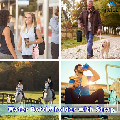 Insulated Water Bottle Holder with Strap – Carrier Sling Bag for 16oz, 32oz, 40oz & 64oz Bottles