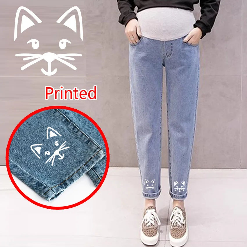Maternity Boyfriend Jeans – High Waist Loose Denim Pants for Pregnant Women