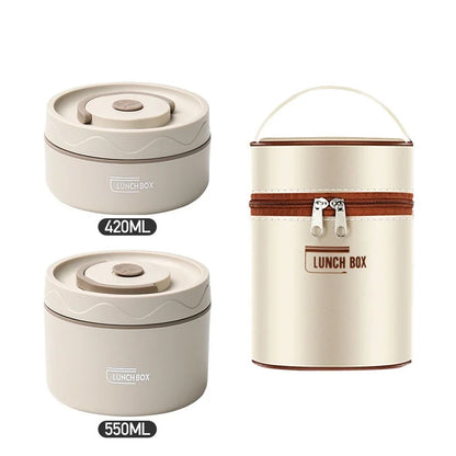 Insulated Stainless Steel Lunch Box Set - Microwavable Bento Box with Leakproof Thermal Lunch Bag, Portable Food Container