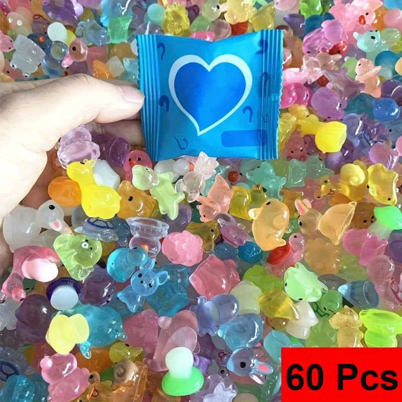 10/30/60-Piece Mini Mystery Blind Bags - Luminous Animal Figurines for Dollhouses, Fairy Gardens, and DIY Decorations