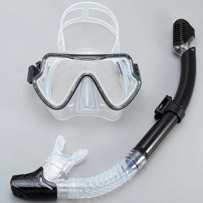Tempered Glass Diving Mask & Snorkel Set - Panoramic Adult Scuba & Swimming Snorkeling Gear
