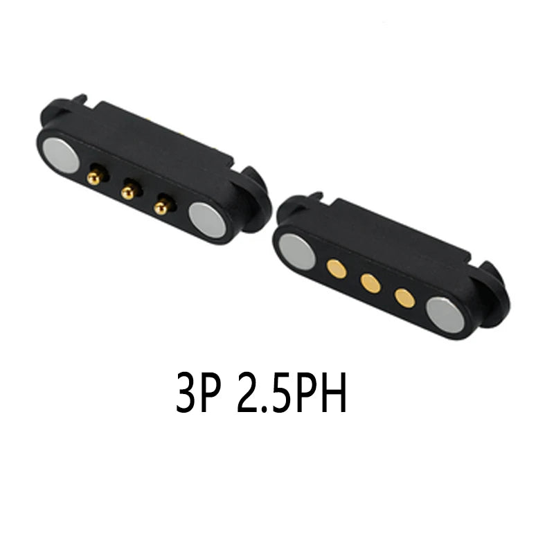 2A 2-Pin DC Magnetic Pogo Pin Connector - 2–5 Pin Spring-Loaded Male/Female Power Socket, 2.54/2.8mm Pitch