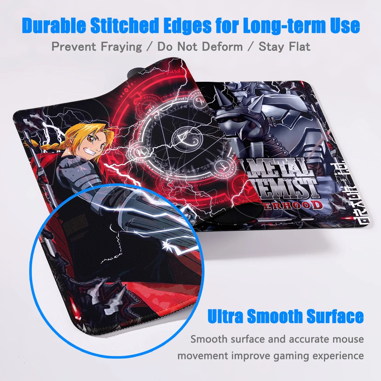 Fullmetal Alchemist XXL Gaming Mouse Pad – Large Anti-Slip Keyboard Desk Mat for Home & Office