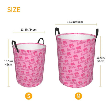 Custom Barbie Logo Laundry Basket – Collapsible Large Capacity Clothes Storage Bin, Disney Baby Hamper