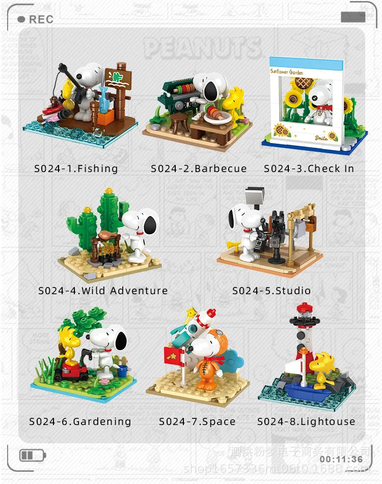 Genuine Snoopy Blind Box Toy — Cartoon Supermarket & Garden Furniture Building Blocks for Kids