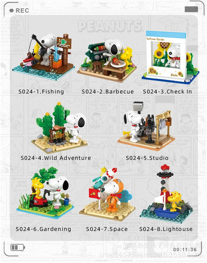 Genuine Snoopy Blind Box Toy — Cartoon Supermarket & Garden Furniture Building Blocks for Kids
