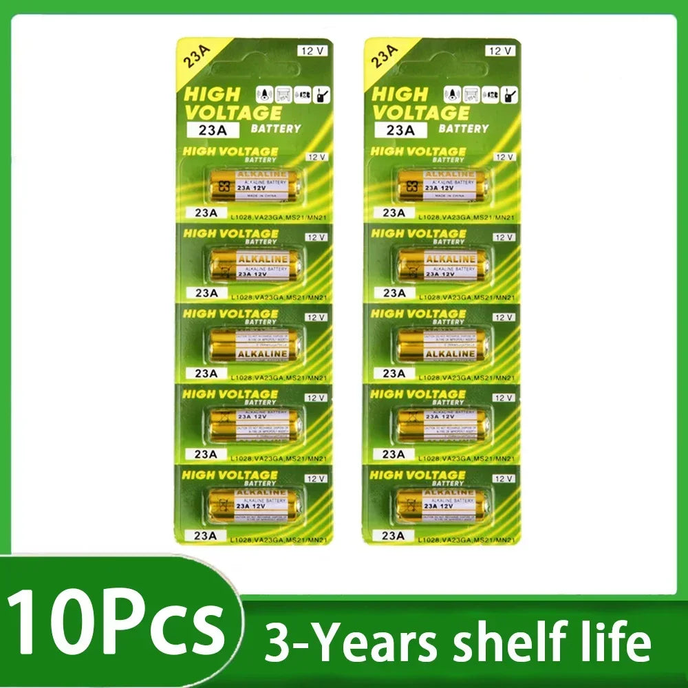 12V A23 Battery Pack - 23A Alkaline Batteries for Doorbells Remote Controls & Electronic Toys