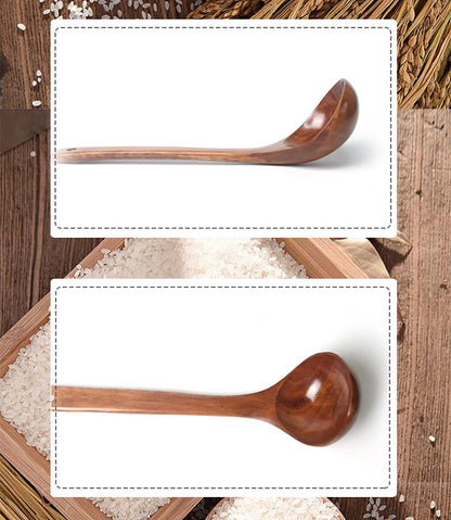Komu Wooden Soup Ladle — Non-Stick Kitchen Utensil for Cooking, Tableware & Catering Supplies