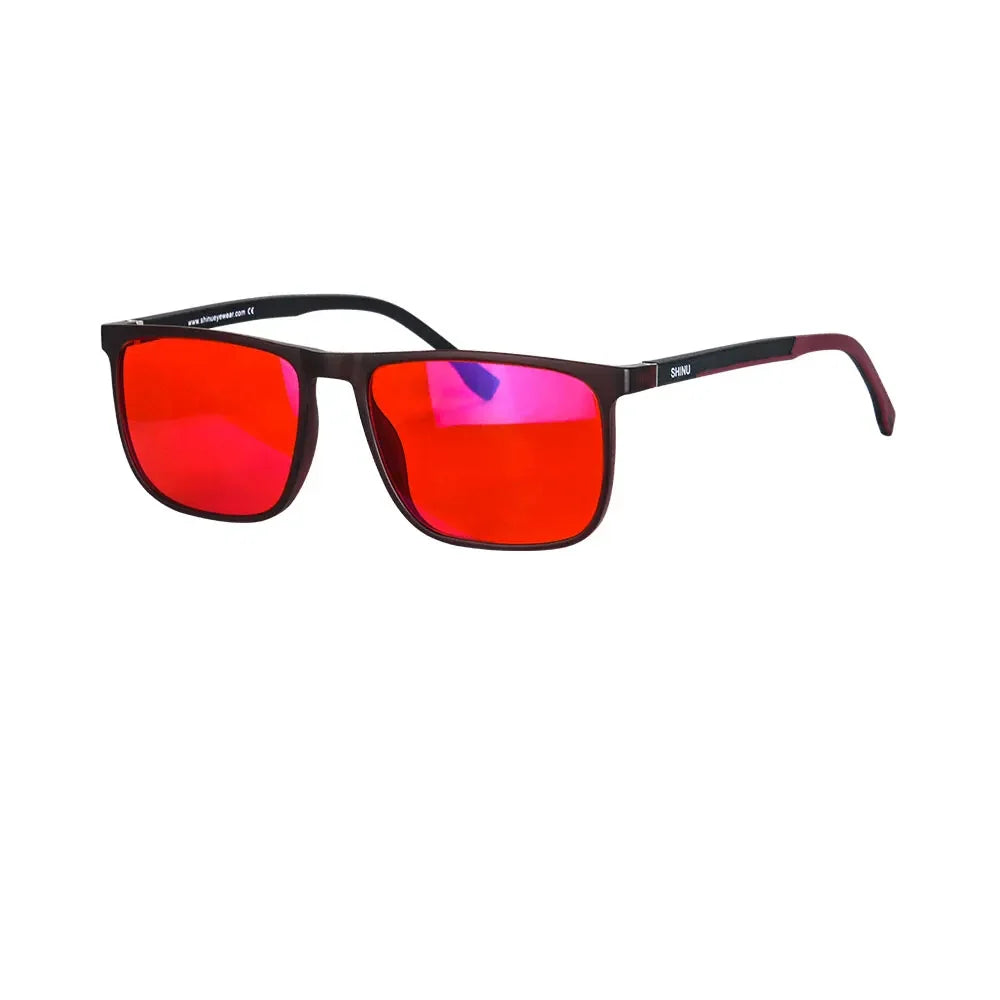 SHINU Blue Light Blocking Glasses – Red Lens Anti-Glare Eyewear for Men to Reduce Eye Strain