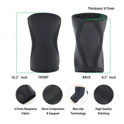 7mm Squat Knee Sleeves – Neoprene Compression Support for Men & Women, Gym, CrossFit, and Weightlifting Knee Protection