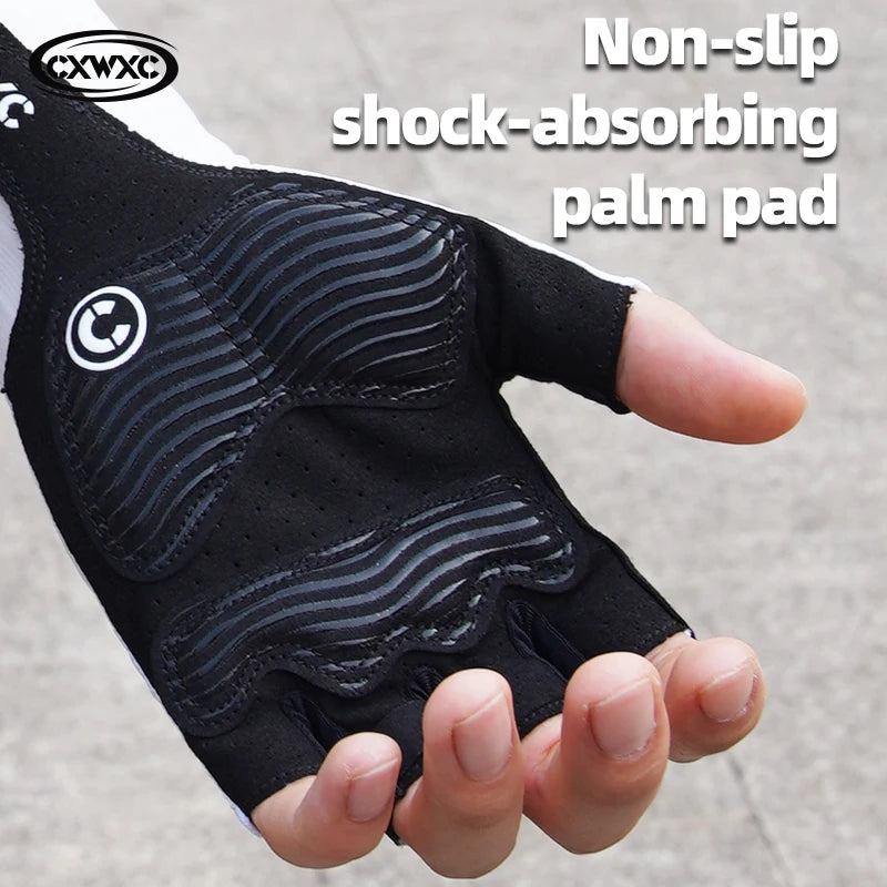 CXWXC Half Finger Cycling Gloves – Breathable, Anti-Slip Fitness Gloves with Extended Wrist Guard for Men & Women
