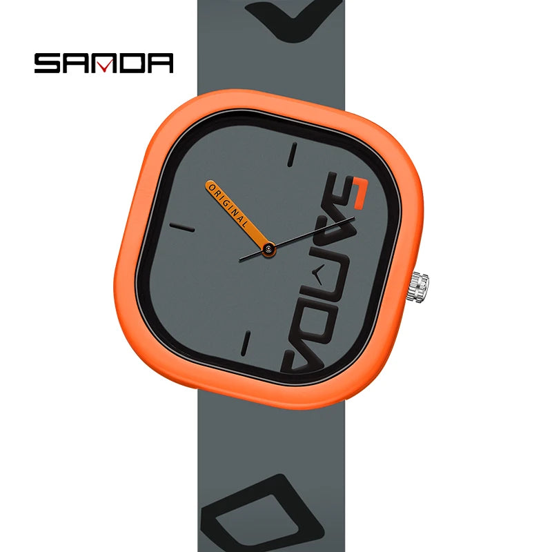 SANDA Men’s Quartz Sports Watch - Waterproof Silicone Strap with Simple Luxury Casual Design