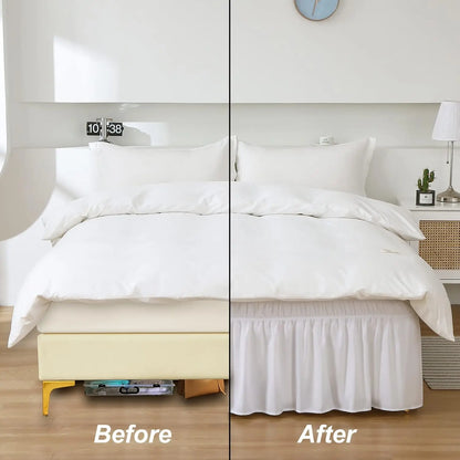 Ruffled Microfiber Bed Skirt – Wrinkle-Free Easy Care Bedding with Drop Length – White, Black & Grey Dorm Room Bed Skirt for Stylish Bedroom Decor