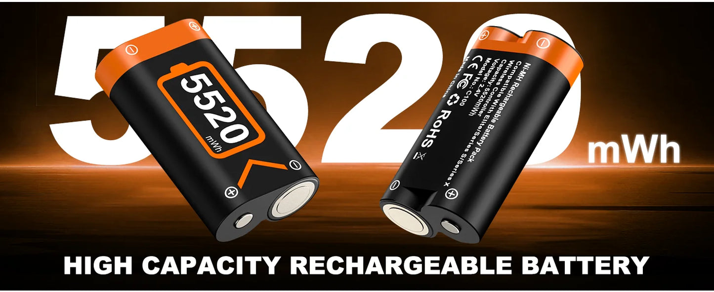 BEBONCOOL C100 Rechargeable Battery Pack – 2×5520mWh Batteries with Charging Cable for Xbox Series S/X & Xbox One S/X/Elite
