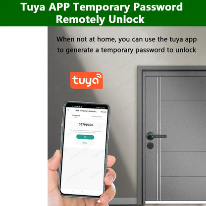 RAYKUBE M3 Tuya BLE Smart Fingerprint Door Lock - Electronic Digital Lock with 60/70mm Latch, Keys, and Remote App Unlocking