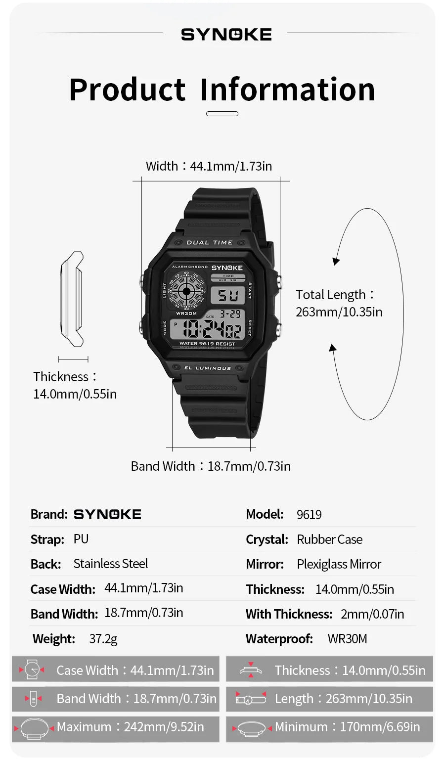 SYNOKE Men's Military Digital Sports Watch – Waterproof Luminous Chronograph Electronic Wristwatch