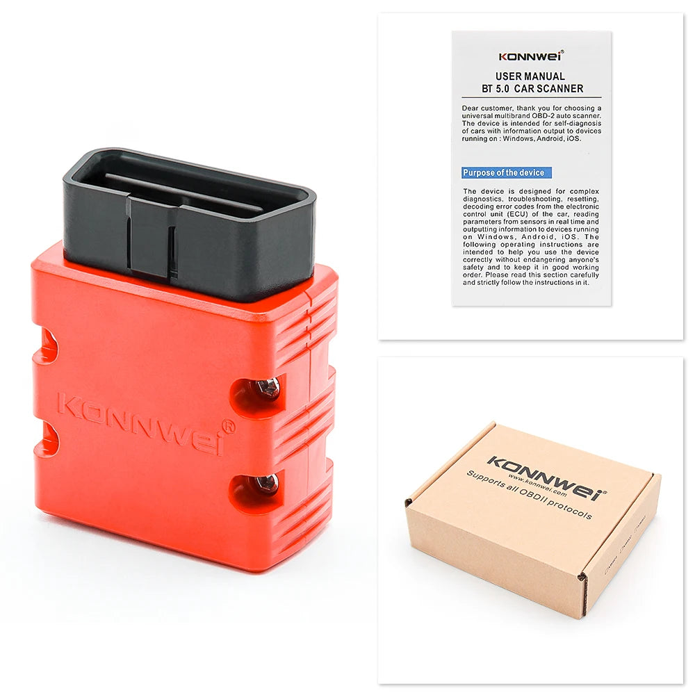 KONNWEI ELM327 V1.5 OBD2 Bluetooth Car Diagnostic Tool – KW902 Code Reader for Android & iOS