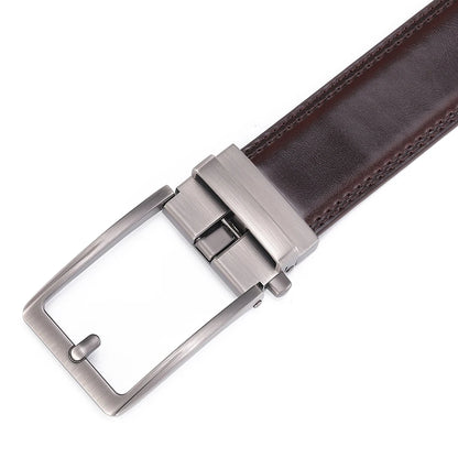 Men’s Luxury Leather Click Belt – Automatic Buckle Designer Waist Strap for Jeans (Blue, 3.5cm)