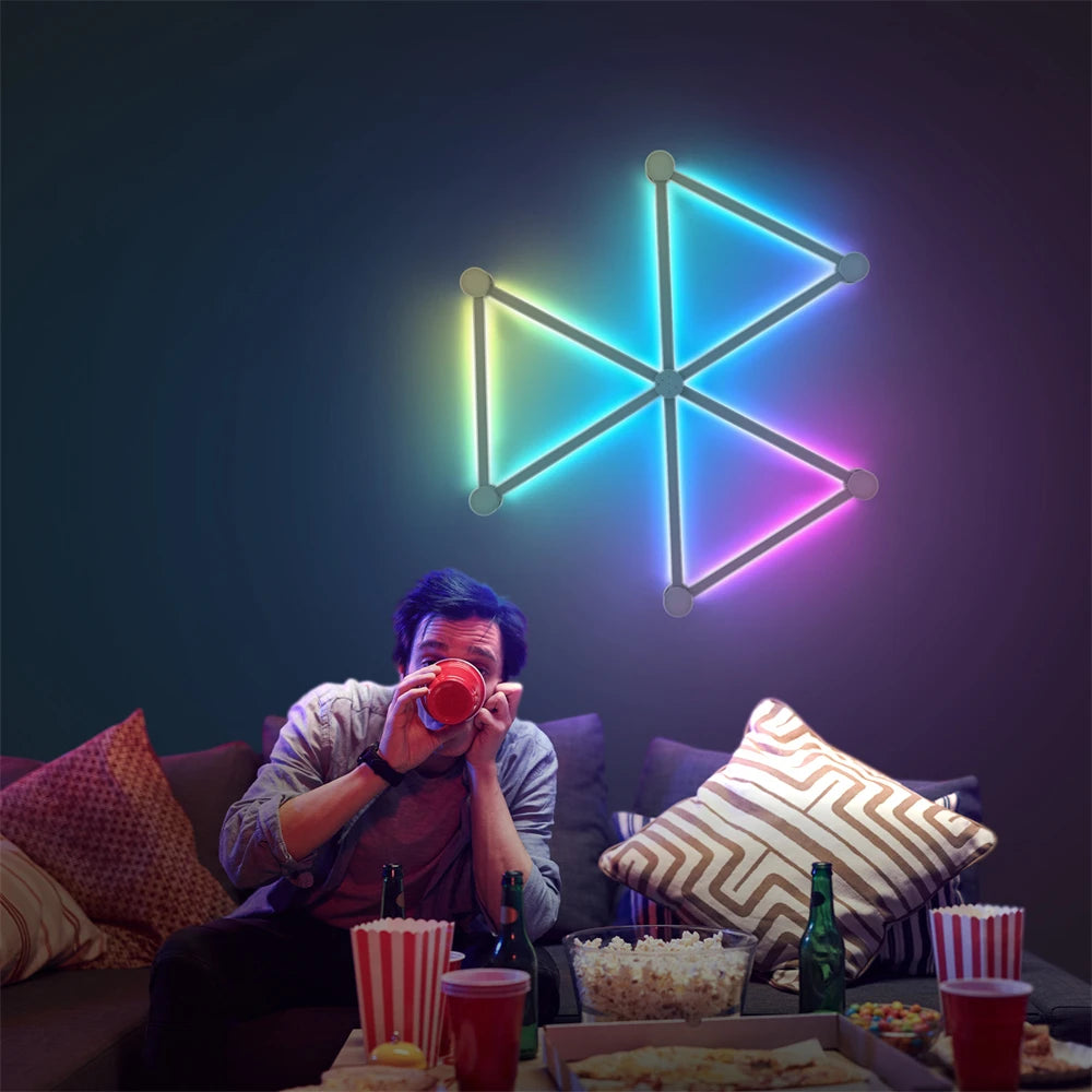 RGB Smart Wall Light - Splicing DIY Atmosphere Lamp, Voice-Controlled for Esports Room, Bedroom, & Bar Decoration