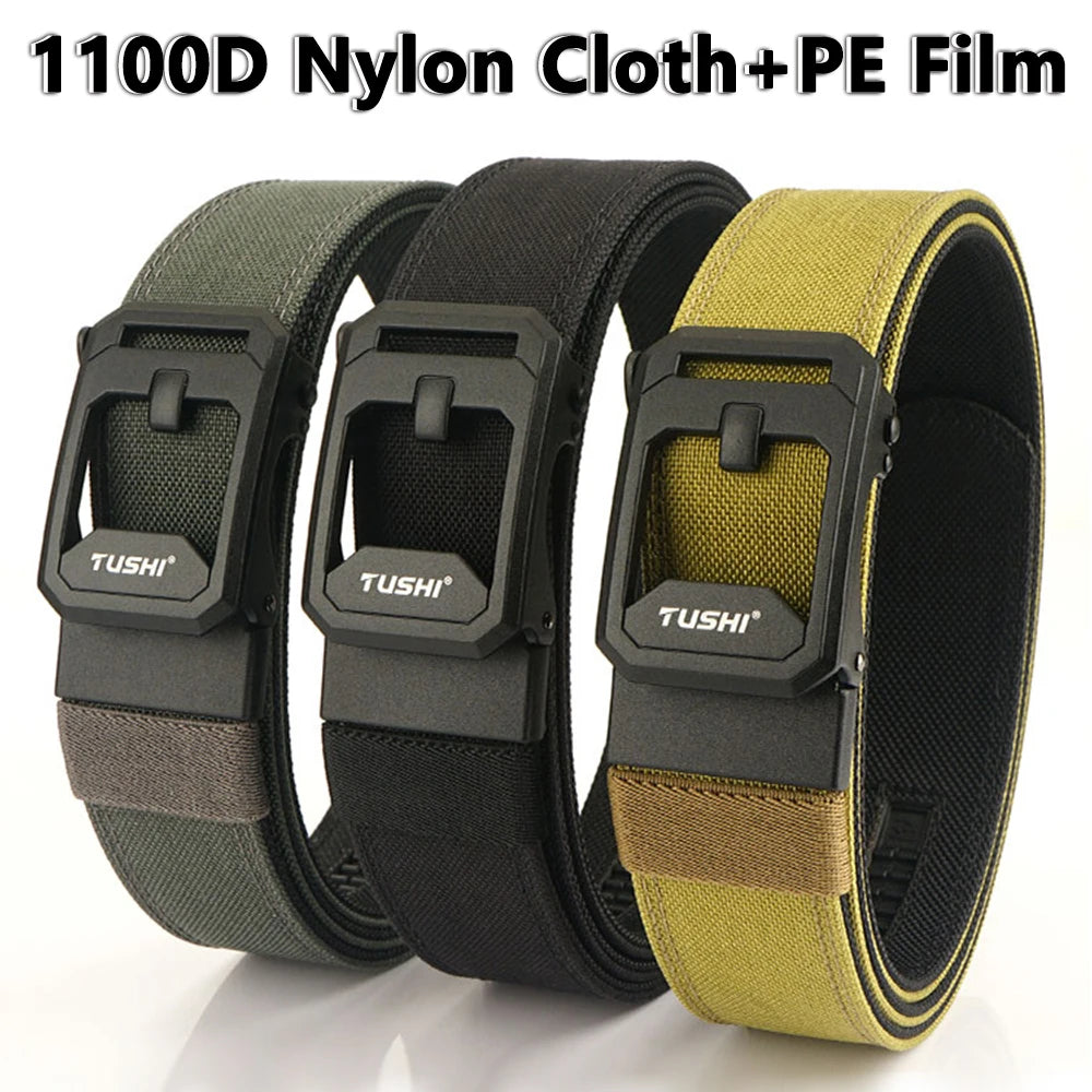 TUSHI Hard Tactical Belt for Men – Sturdy Nylon with Metal Automatic Buckle, Military & Police Duty, Outdoor IPSC Accessories
