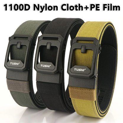 TUSHI Hard Tactical Belt for Men – Sturdy Nylon with Metal Automatic Buckle, Military & Police Duty, Outdoor IPSC Accessories