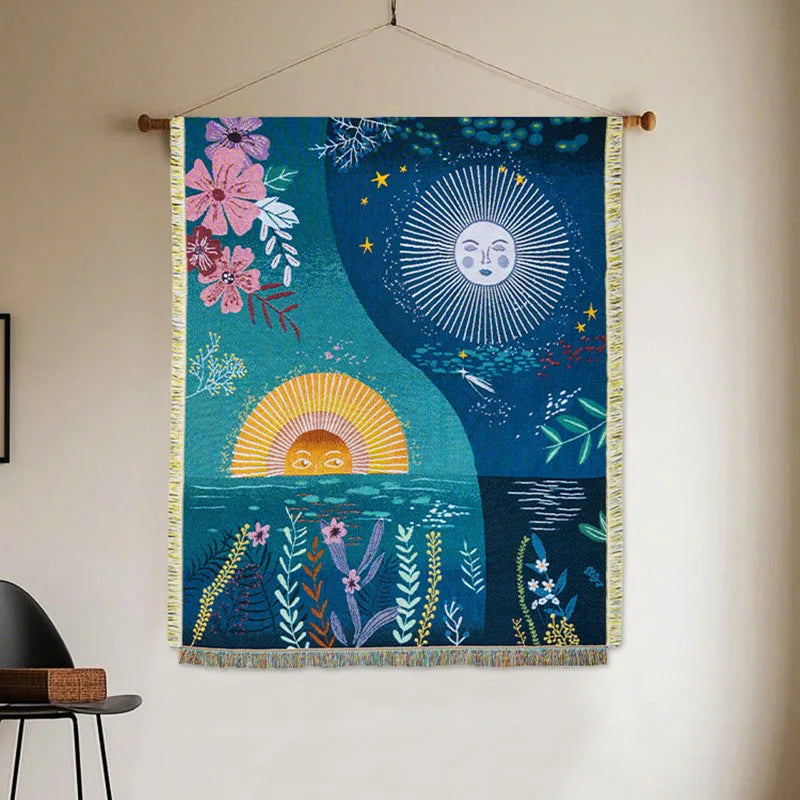 Animal Sofa Blanket Cover – European Village Cartoon Tapestry for Home Decor, Sofa, Bed & Camping