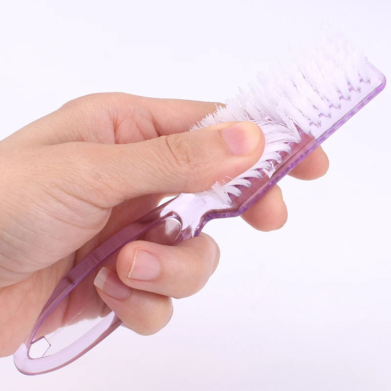 4PCS Transparent Nail Cleaning Brushes – Plastic Handle Pedicure & Manicure Scrub Brushes