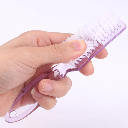 4PCS Transparent Nail Cleaning Brushes – Plastic Handle Pedicure & Manicure Scrub Brushes