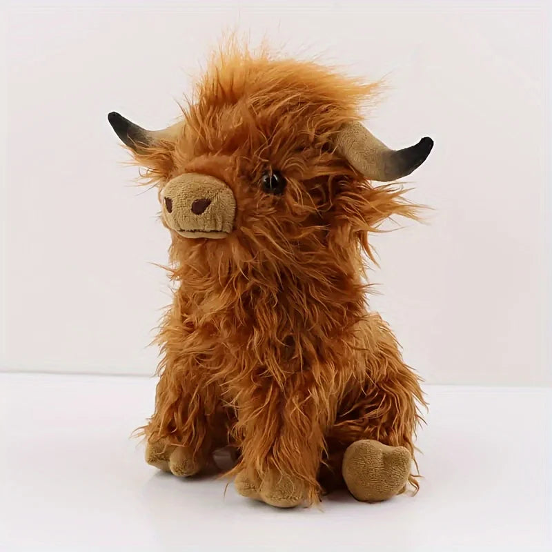25cm Highland Cow Plush Toy — Soft Stuffed Animal Doll, Kawaii Kids & Baby Gift, Home & Room Decor