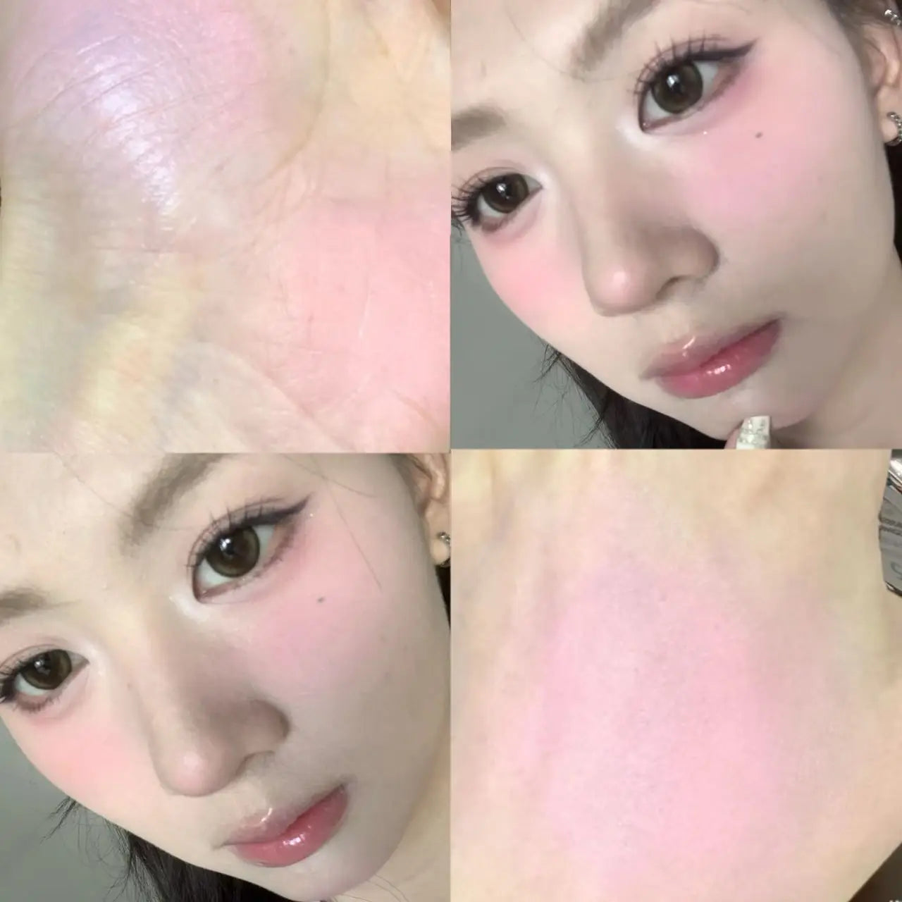 Matte Liquid Blush Cream - Low Saturation Water Light Cheek Makeup with Large Sponge Brush for Natural Rouge Look
