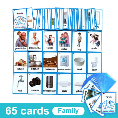 Kids English Vocabulary Flashcards - 26 Themes Fruits Animals Vehicles & Learning Activity Cards
